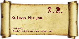 Kulman Mirjam névjegykártya